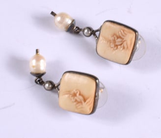 Silver 925 Carved Shell Earings