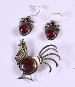 Jennie Lorette Keatts Sterling Silver Earings and Brooch