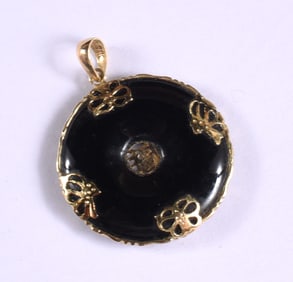 14k Gold Jadeite Butterfly Pendant