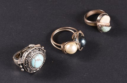 Silver and Turquoise Ring Group