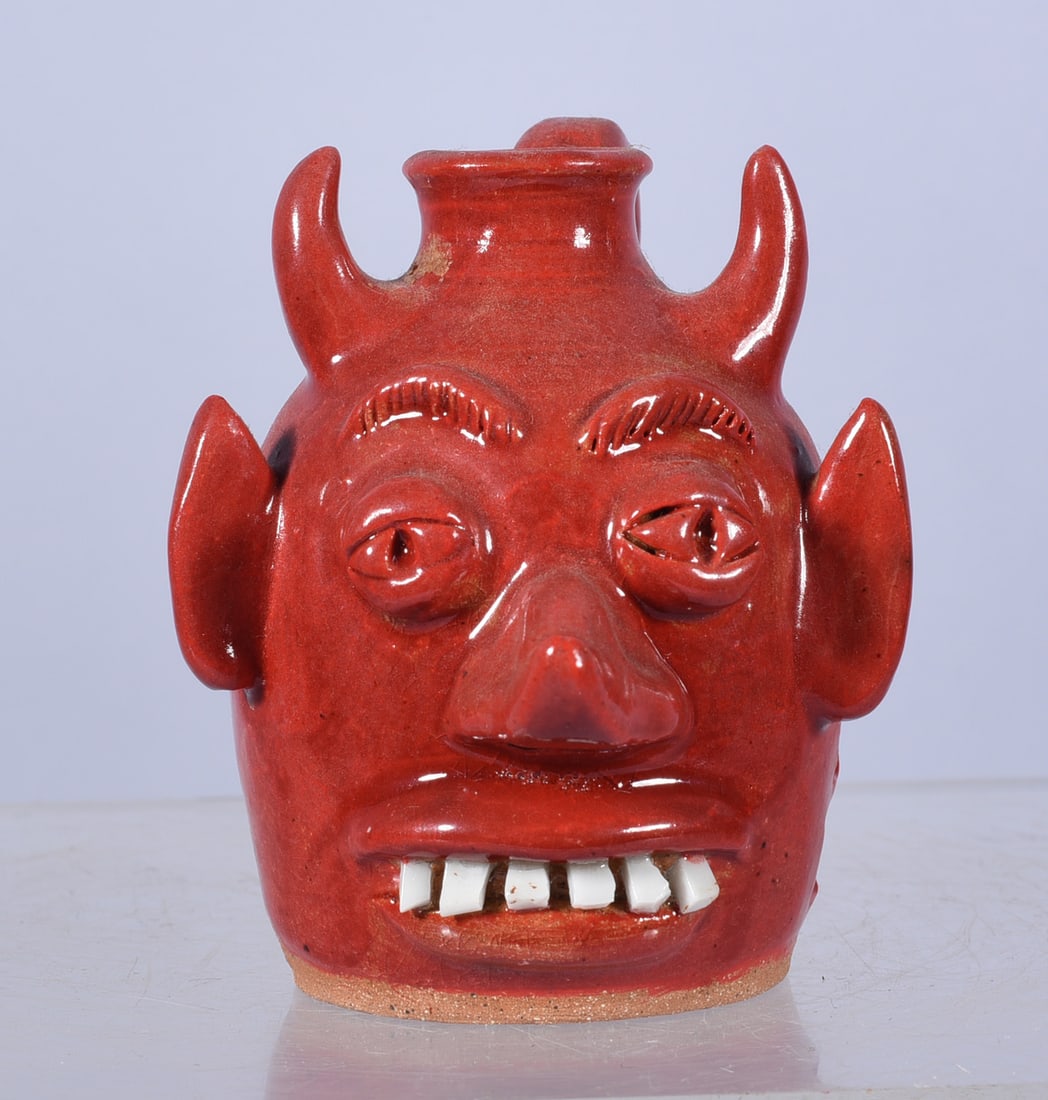 Kathy Richards Miniature Red Devil Face Jug (1 of 4)