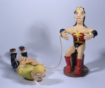 Stacy Lambert Wonder Woman 9.5" and Man 10" Figural