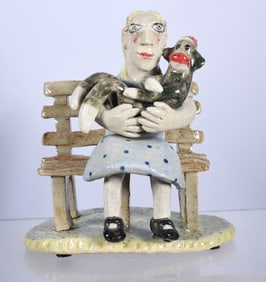 Stacy Lambert Pottery Figural Sock Monkey