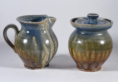 Two North Carolina Pottery Pitcher and Vase