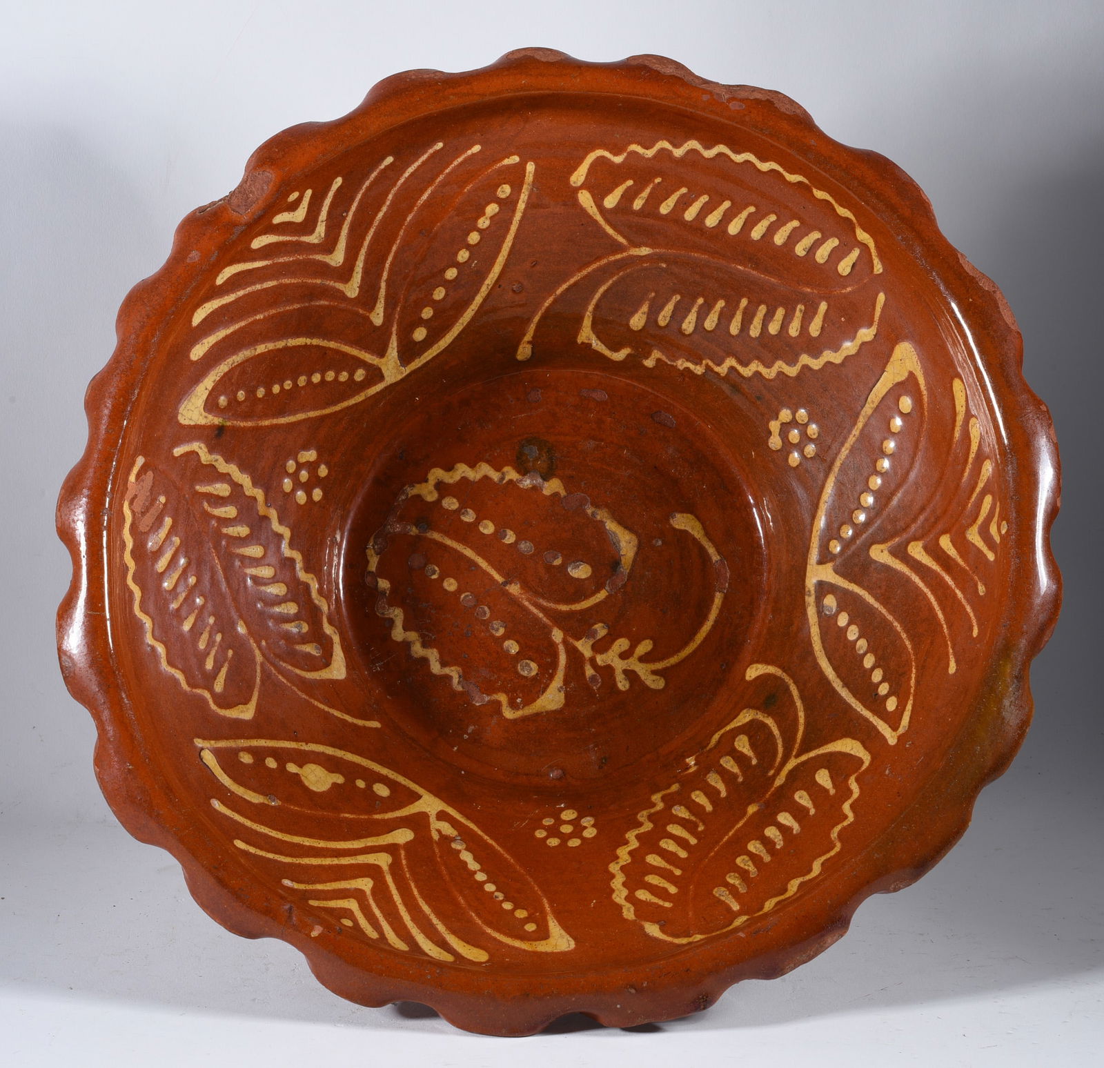 19th Century Redware Bowl: 19th century redware bowl likely PA origin. We do offer in house shipping. Shipping rates are listed under condition for each item. We will combine shipping as much as possible to cut the price down f