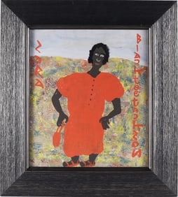 Black Joe Jackson Folk Art Painting