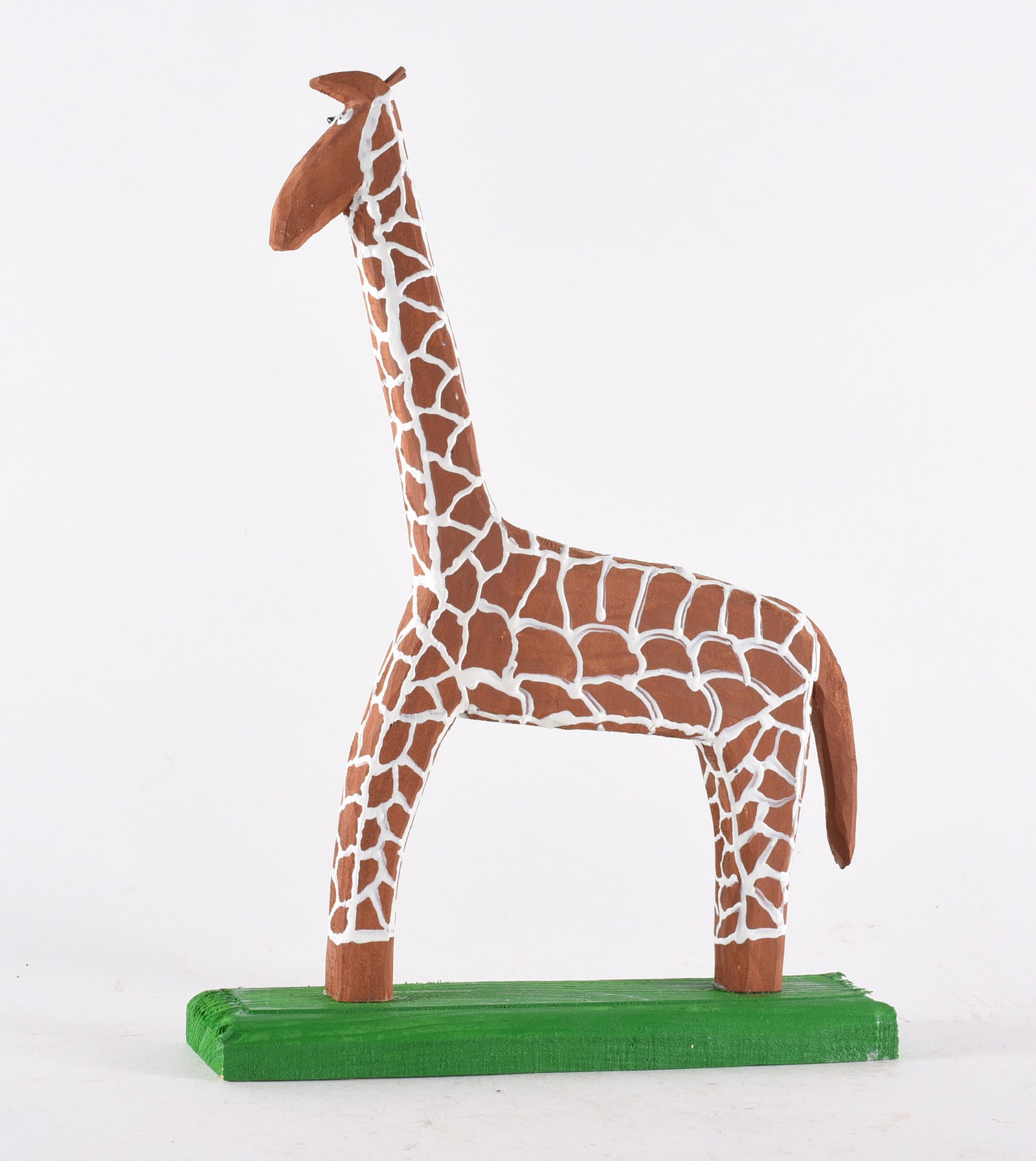 Minnie Adkins Carved Wooden Giraffe: carved wood and paint, signed.