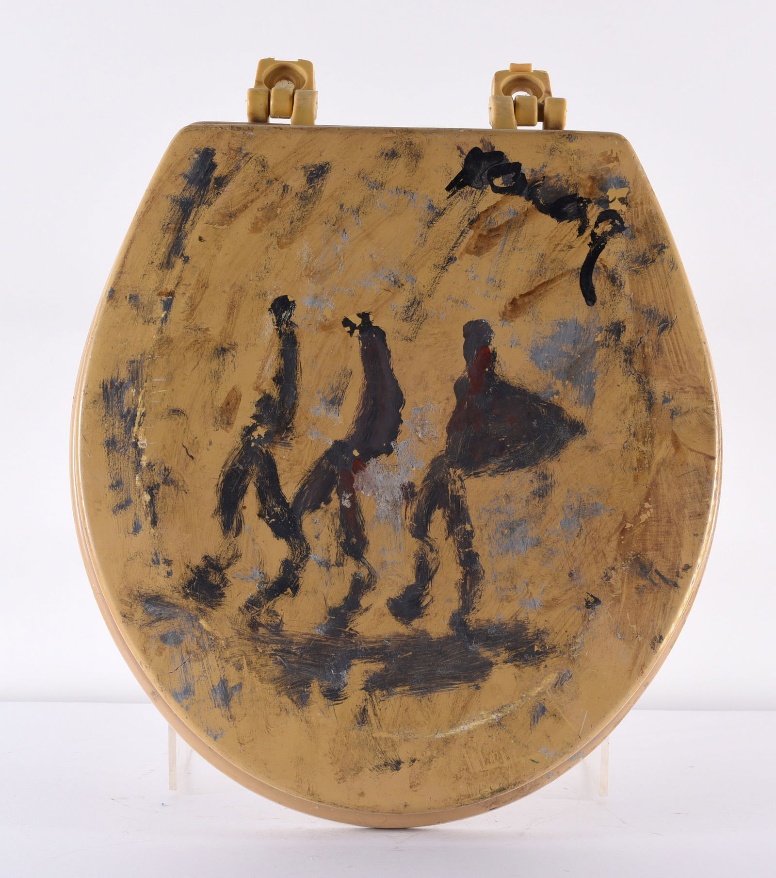 Purvis Young Painting: paint on toilet seat. Despite the medium this is a great painting by Purvis.