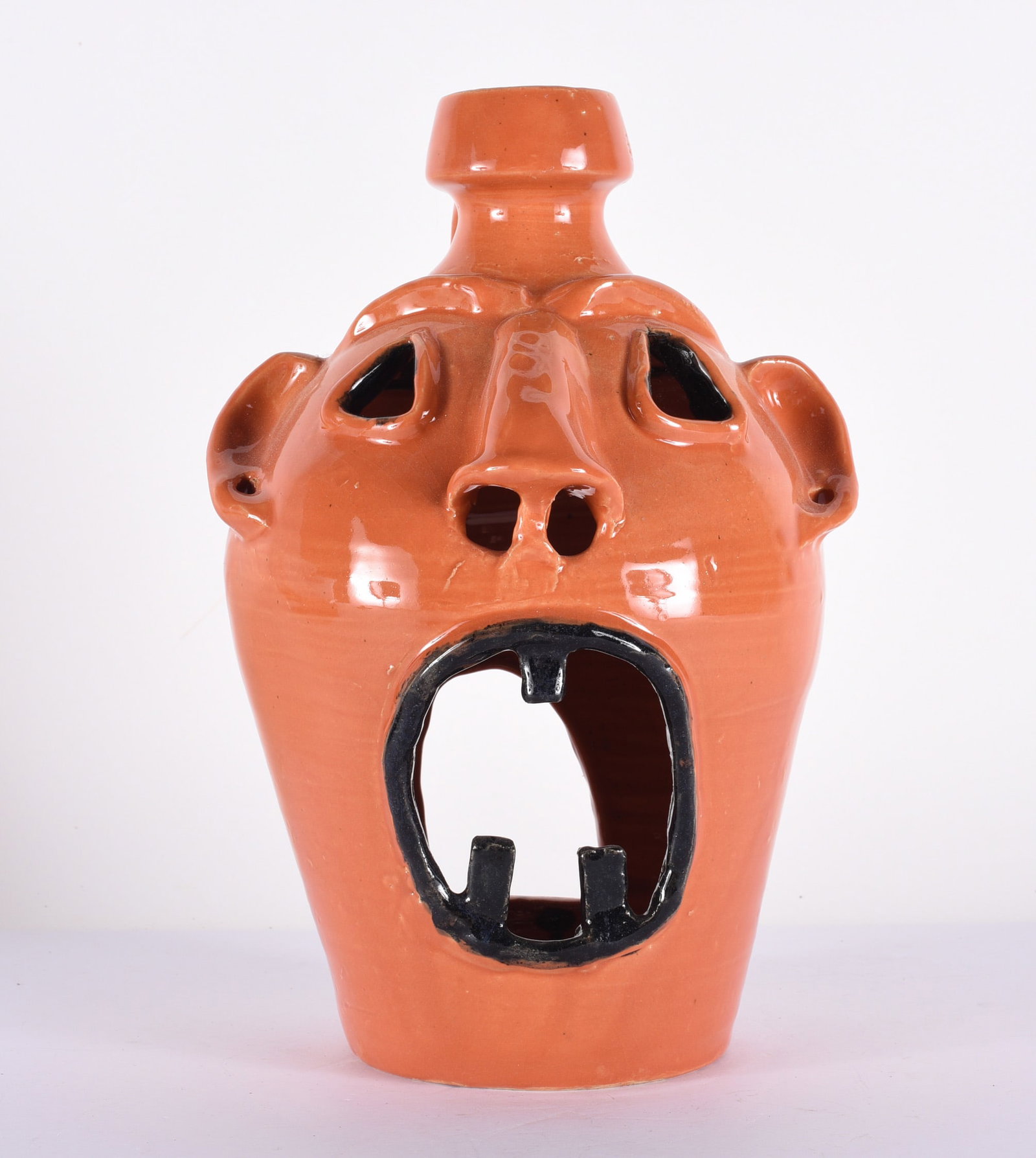 Randy Tobias Jack-o-lantern face jug: folk pottery by Randy Tobias, signed. We do offer in house shipping. Shipping rates are listed under condition for each item. We will combine shipping as much as possible to cut the price down for you