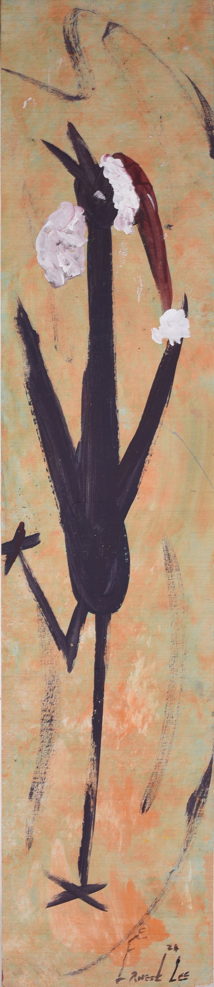 Ernest Lee "The Chicken Man" Folk Painting: paint on wood board. Signed. African American, Edgefield South Carolina