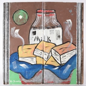 Leonard Jones Folk Art Painting on Tin