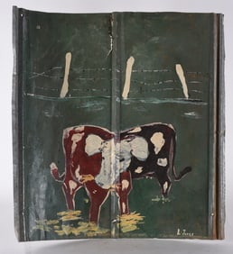 Leonard Jones Folk Art Painting on Tin