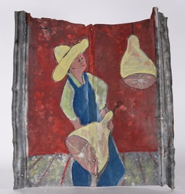 Leonard Jones Folk Art Painting on Tin