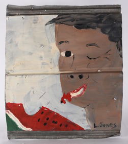 Leonard Jones Folk Art Painting on Tin
