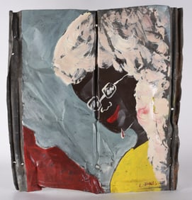 Leonard Jones Folk Art Painting on Tin