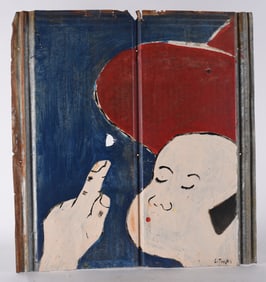 Leonard Jones Folk Art Painting on Tin