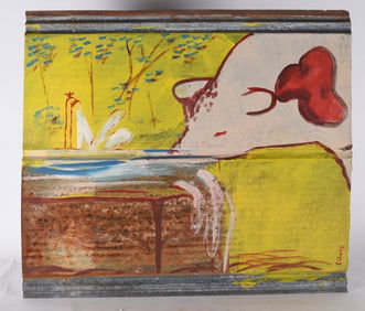 Leonard Jones Folk Art Painting on Tin
