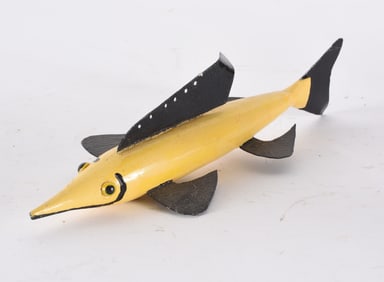 Carved and Painted Wooden Fish