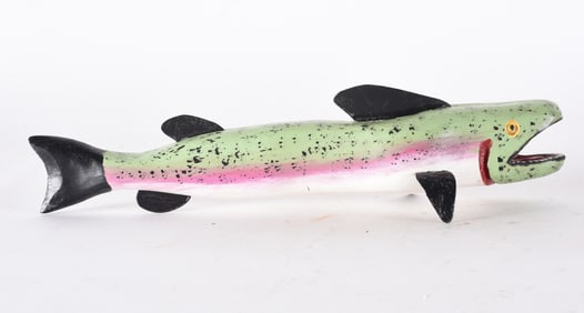 Jim Lewis Folk Art Carved Fish