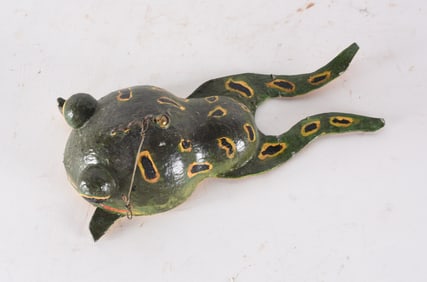 Carved and Painted Frog