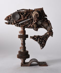 Folk Art Metal Fish Sculpture