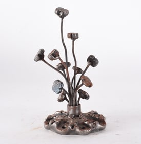 Folk Art Metal Flower Sculpture