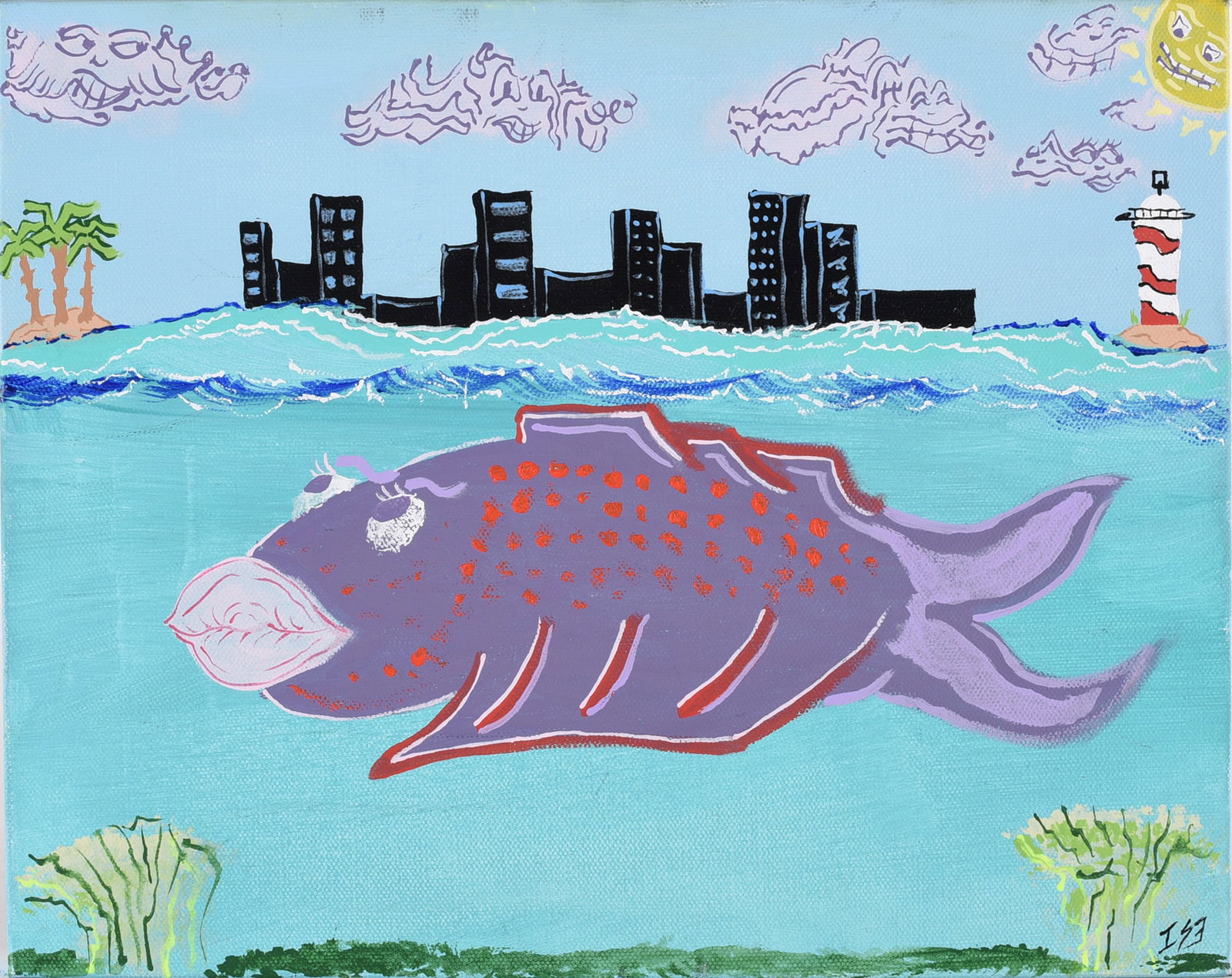 Jakym Clark aka Ise (b. 2001 - ) Outsider Art Painting (1 of 3)