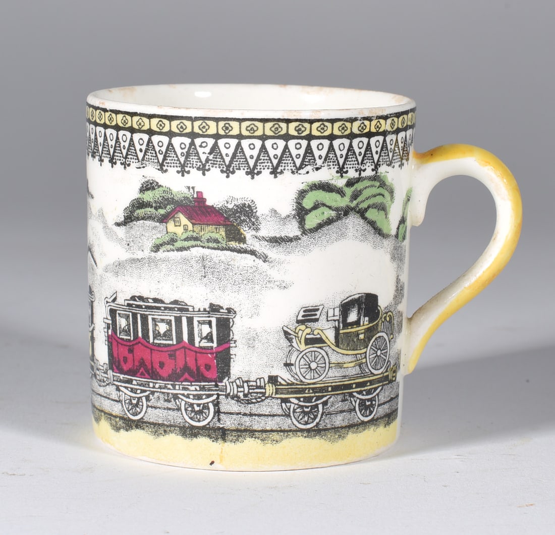 Antique Portland Pottery Railway Mug: READ IN FULL! These items are all from an attic that we cleaned out. These are sold as is where is. See pictures for details. If we in house pack and ship for you it takes 4 weeks or so DO NOT ASK WHE