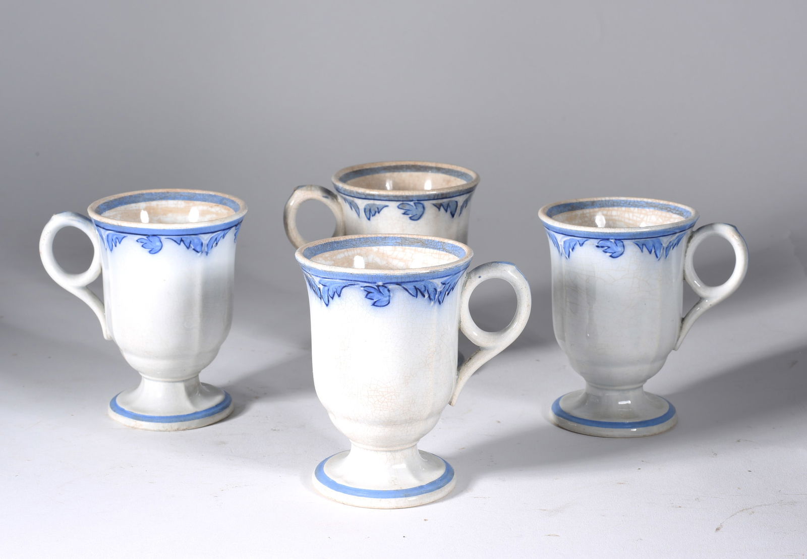 Antique Blue and White Ironstone Footed Mug (1 of 2)