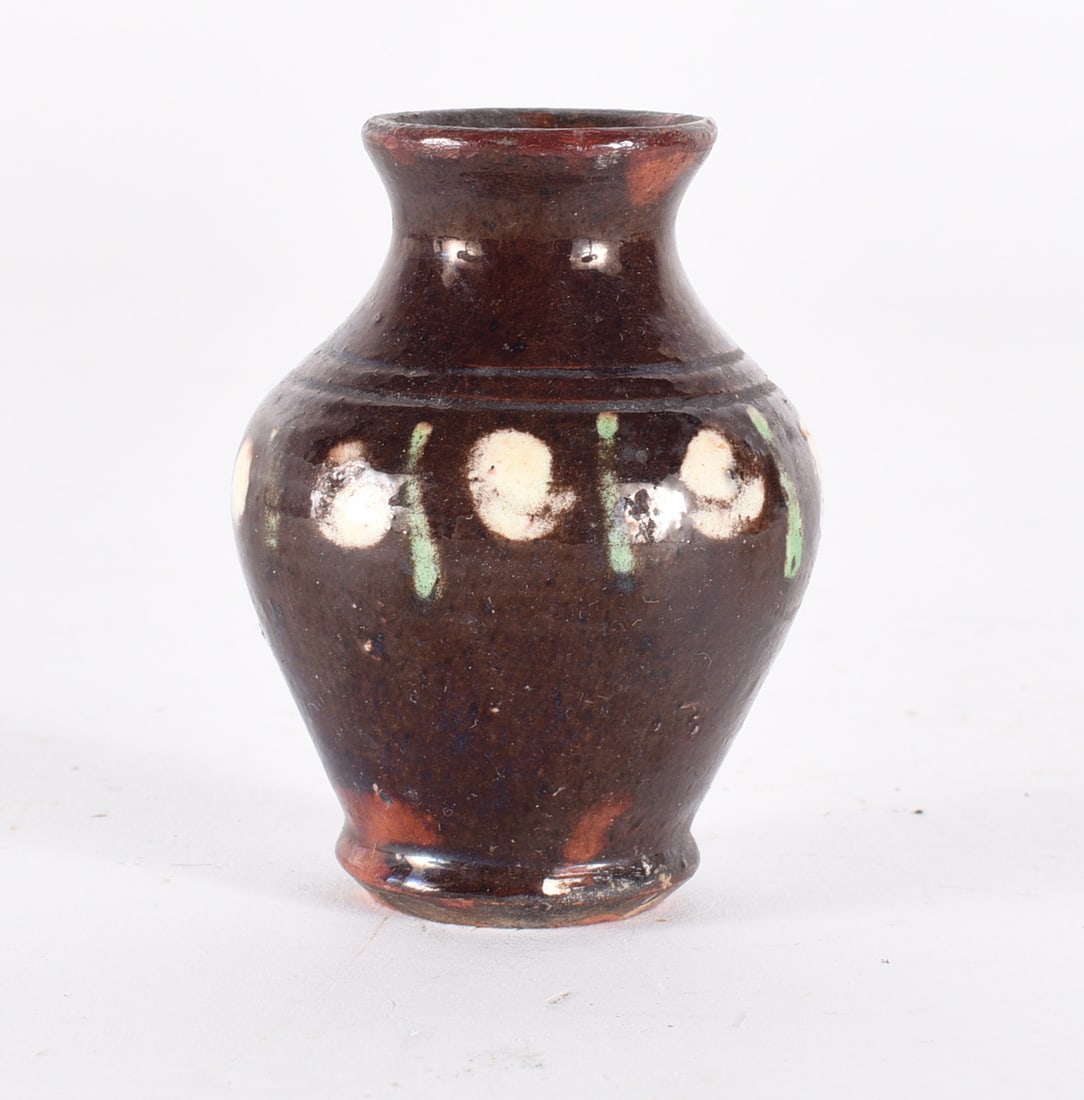 Redware Slip Decorated Miniature Pottery age uknown 3" (1 of 3)