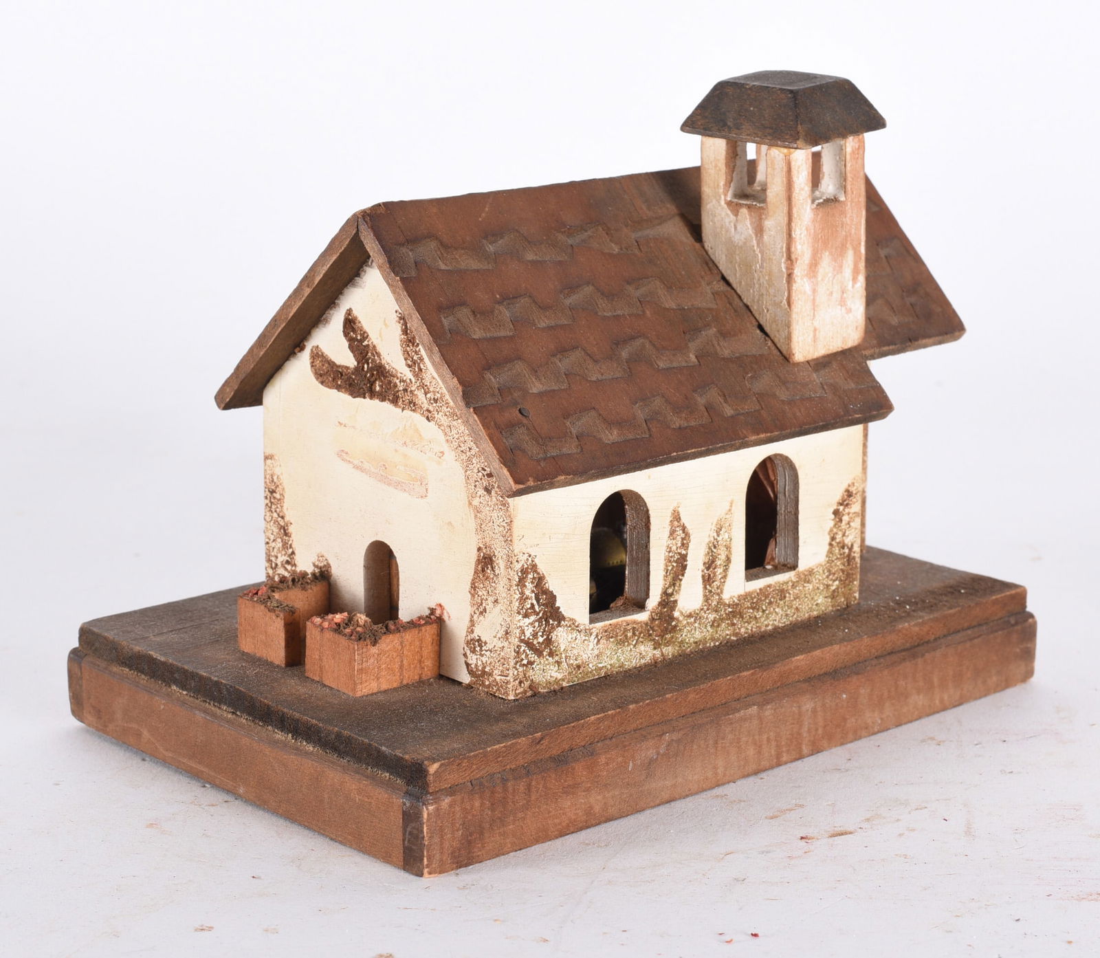 Folk Carved Miniature House Music Box: READ IN FULL! These items are all from an attic that we cleaned out. These are sold as is where is. See pictures for details. If we in house pack and ship for you it takes 4 weeks or so DO NOT ASK WHE