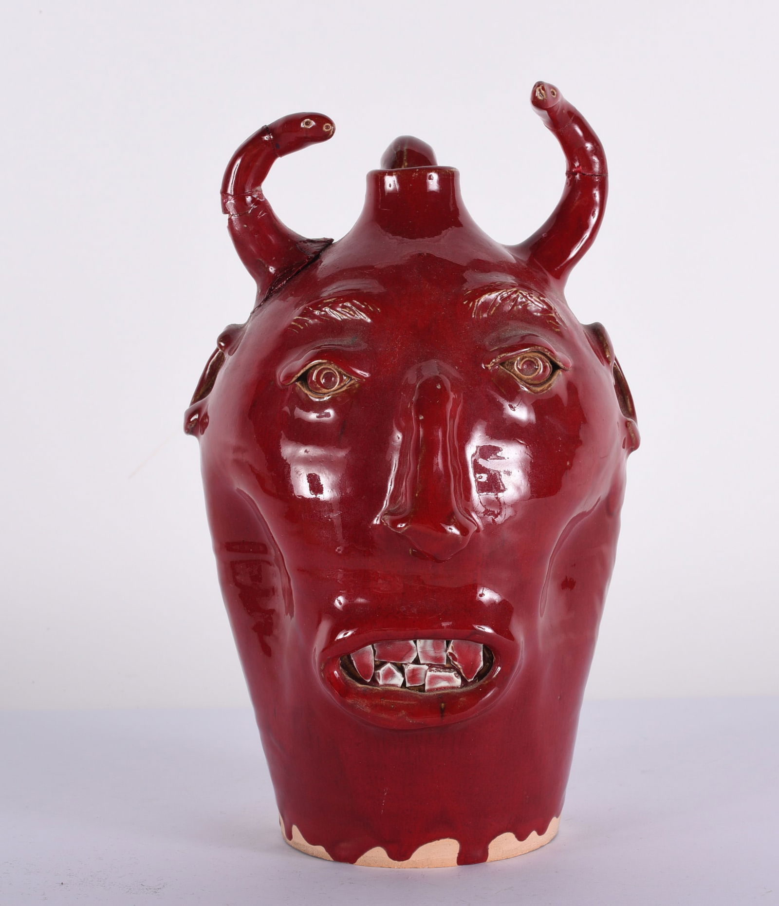 Ram Pottery Claude Miller Devil Face Jug DAMAGE 12" (1 of 4)