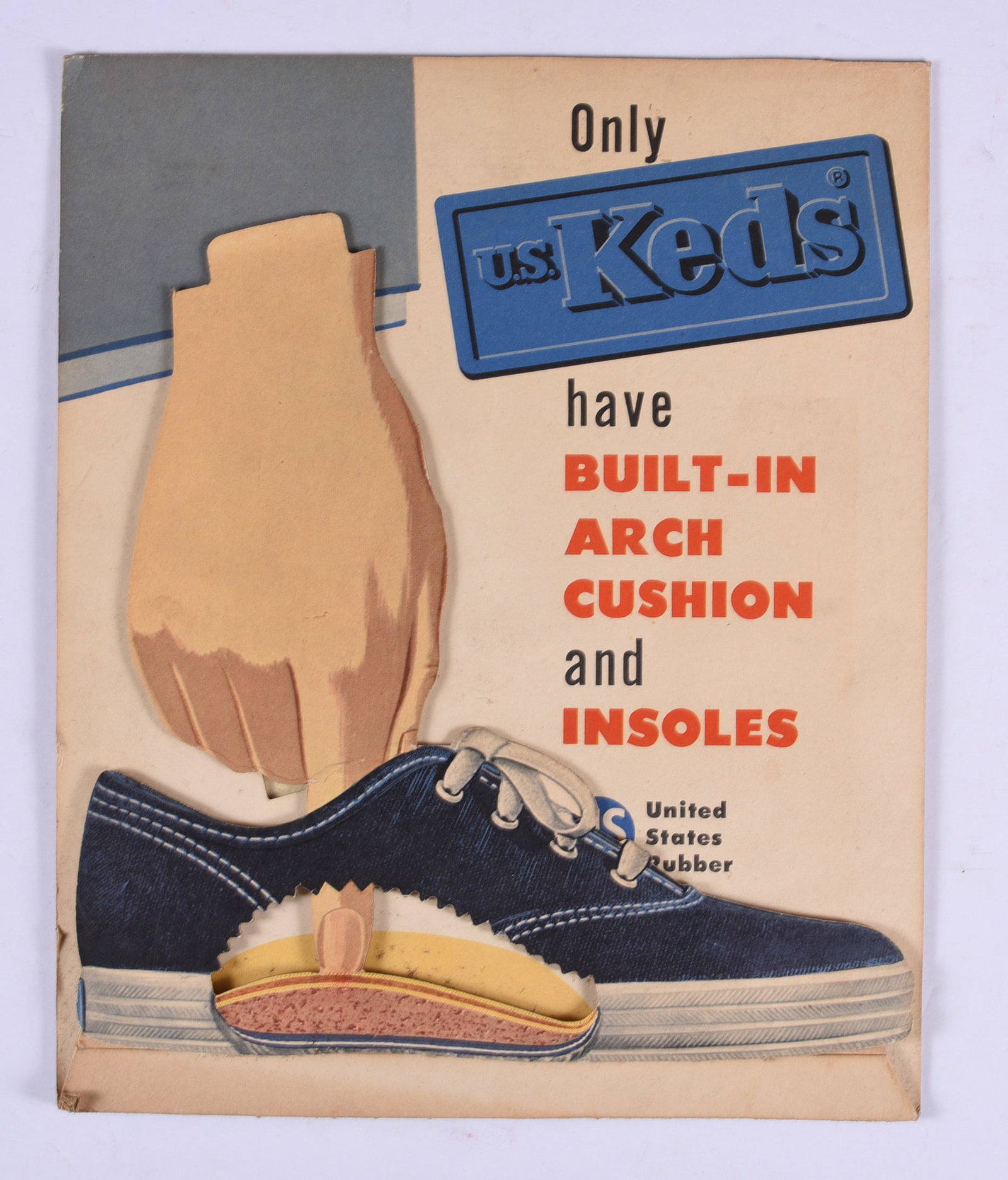 New Old Stock Keds Shoe Easel Back Sign 9"x11": READ IN FULL! These items are all from an attic that we cleaned out. These are sold as is where is. See pictures for details. If we in house pack and ship for you it takes 4 weeks or so DO NOT ASK WHE