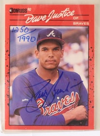 1990 Donruss Dave Justice Autograph Baseball Card