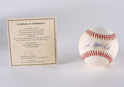 Jim Hunter Autograph Baseball with COA