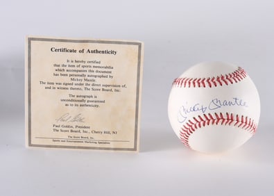 Mickey Mantle Autograph Baseball with COA