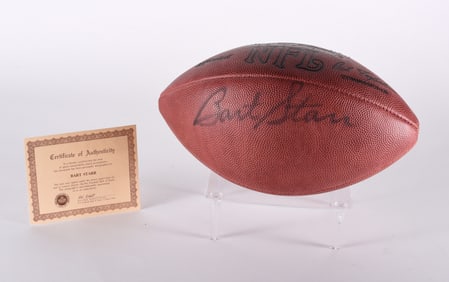 Bart Starr Autographed Football COA