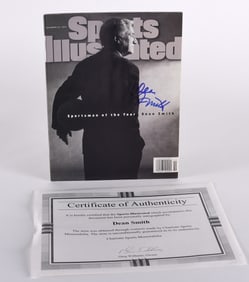 Dean Smith Signed Sports Illustrated with COA