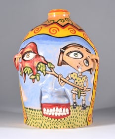 Stacy Lambert Folk Pottery Face Jug