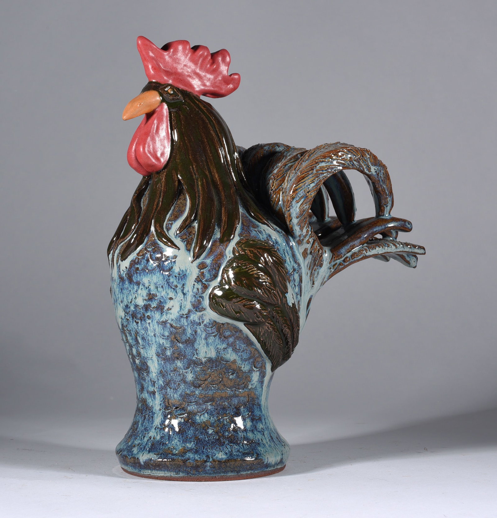 North Carolina Folk Pottery Rooster: All pottery is from a single owner collection and is in as fired condition unless otherwise stated under condition. See photos for details. IN HOUSE SHIPPING is also listed under Condition.