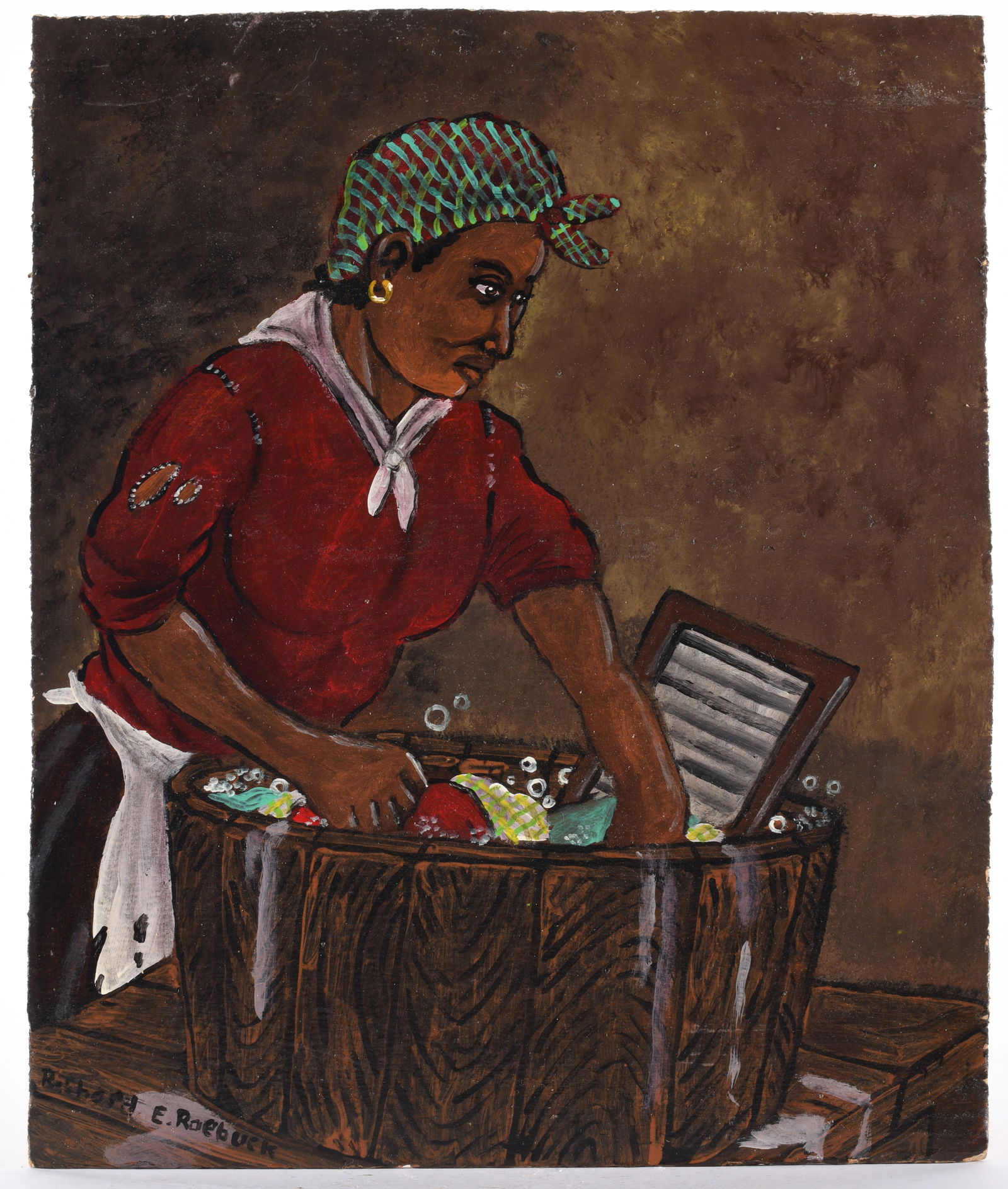 Richard Roebuck Folk Painting: paint on wood. African American artist, GA