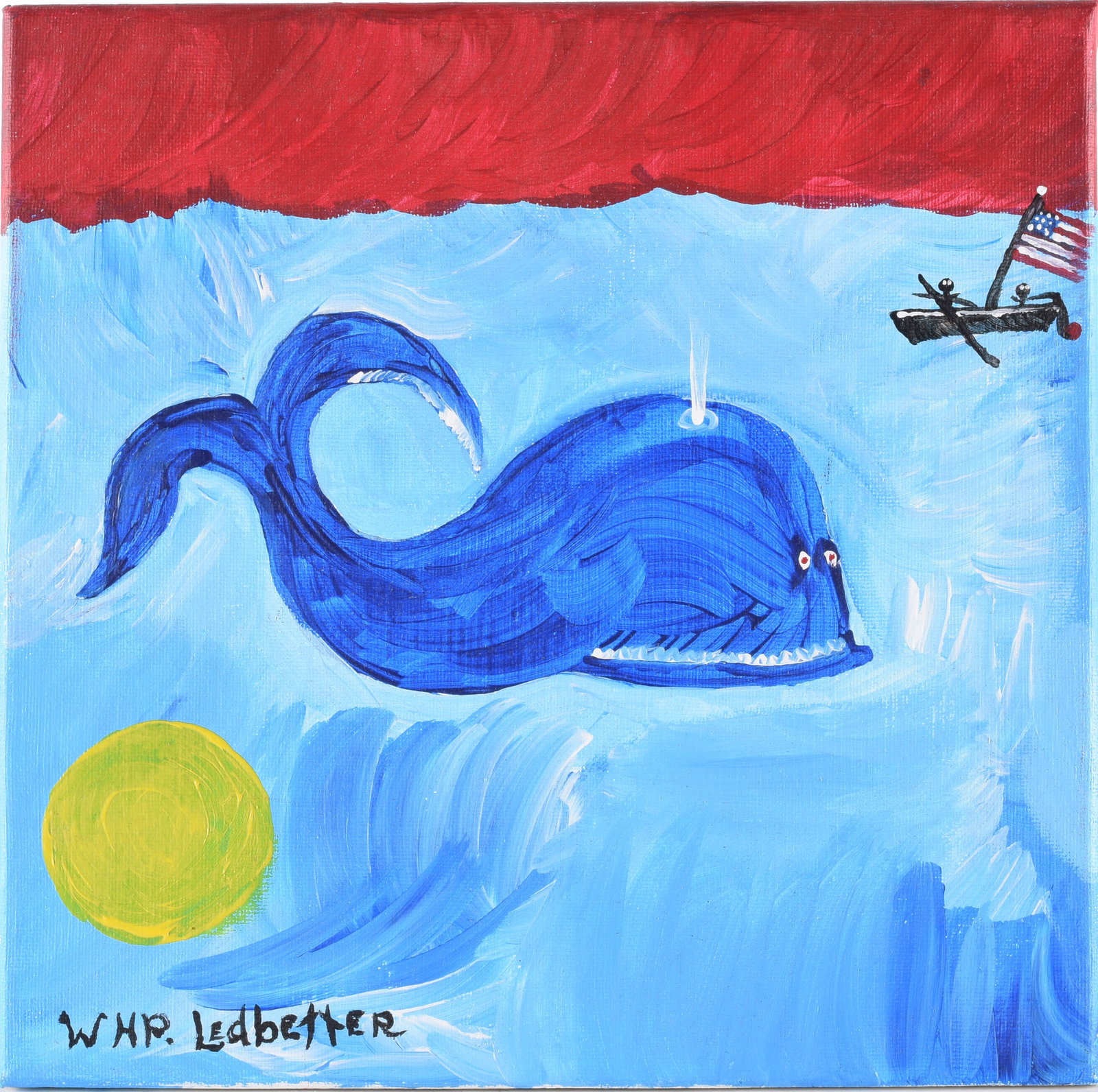 Wade Ledbetter Folk Art Painting: folk painting by Wade Ledbetter. Signed.
