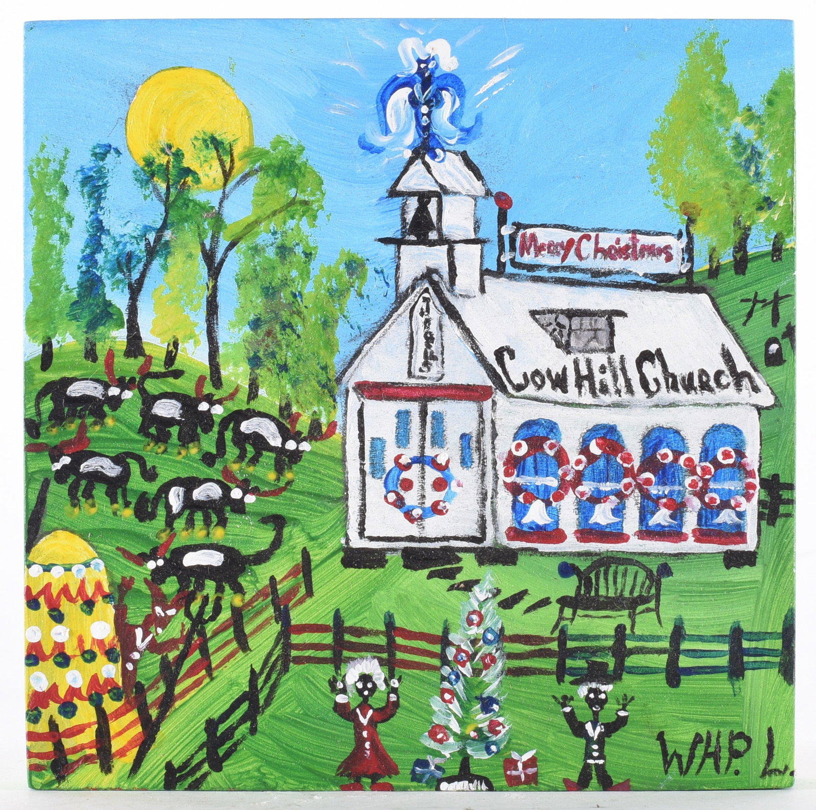 Wade Ledbetter Folk Art Painting: folk painting by Wade Ledbetter. Signed.