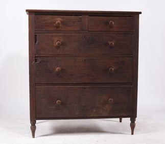 Walnut 2 over 3 Chest of Drawers
