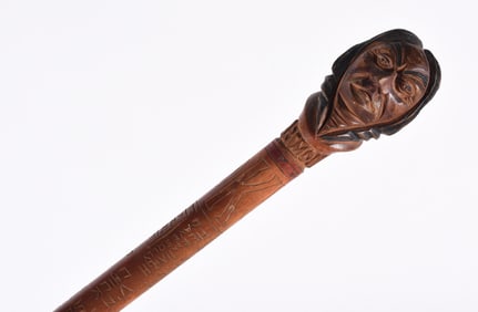 Dartmouth Indian Folk Carved Cane