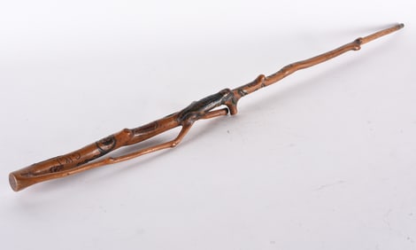 American Folk Carved and Painted Cane