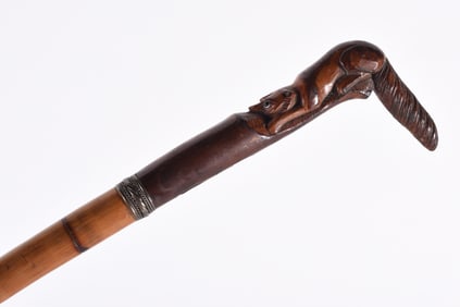 Folk Art Carved Fox Cane