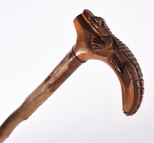 Folk Art Carved Alligator Cane