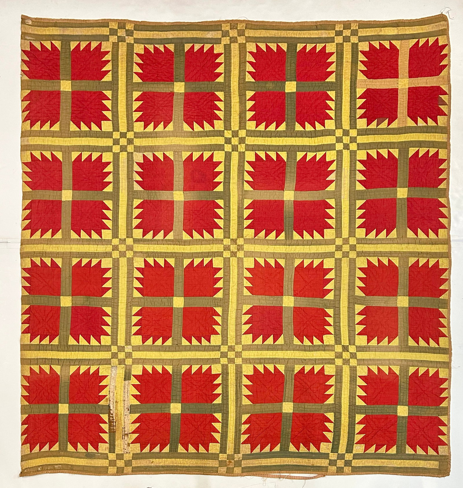 American Souther Textile Quilt: very nice yellow and red. This quilt does have some wear and you sill be able to see that in the photos. Overall presentation is nice.