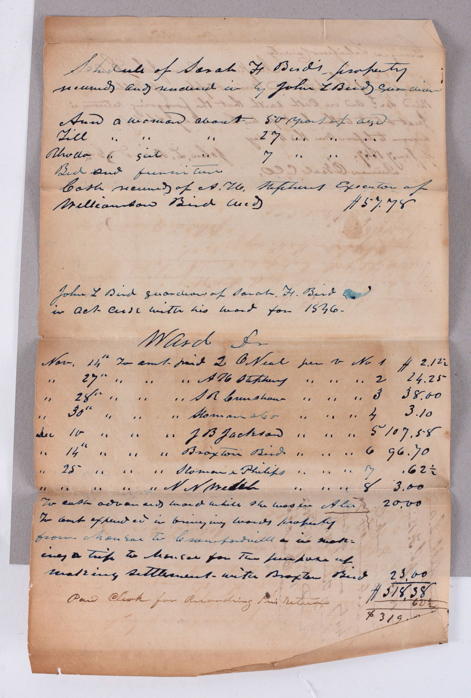 Georgia Slave Document - Alexander H. Stephens - VP of the Confederacy During the Civil War (1 of 2)